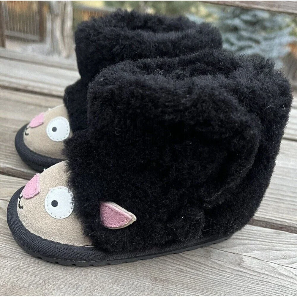 Nice! EMU Australia Lamb Walker Infant 6-12 Month Merino Wool Boots - Black